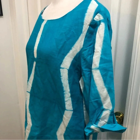 Roberta Roller Rabbit Turquoise Abstract Striped Beach Coverup Medium - Picture 3 of 6